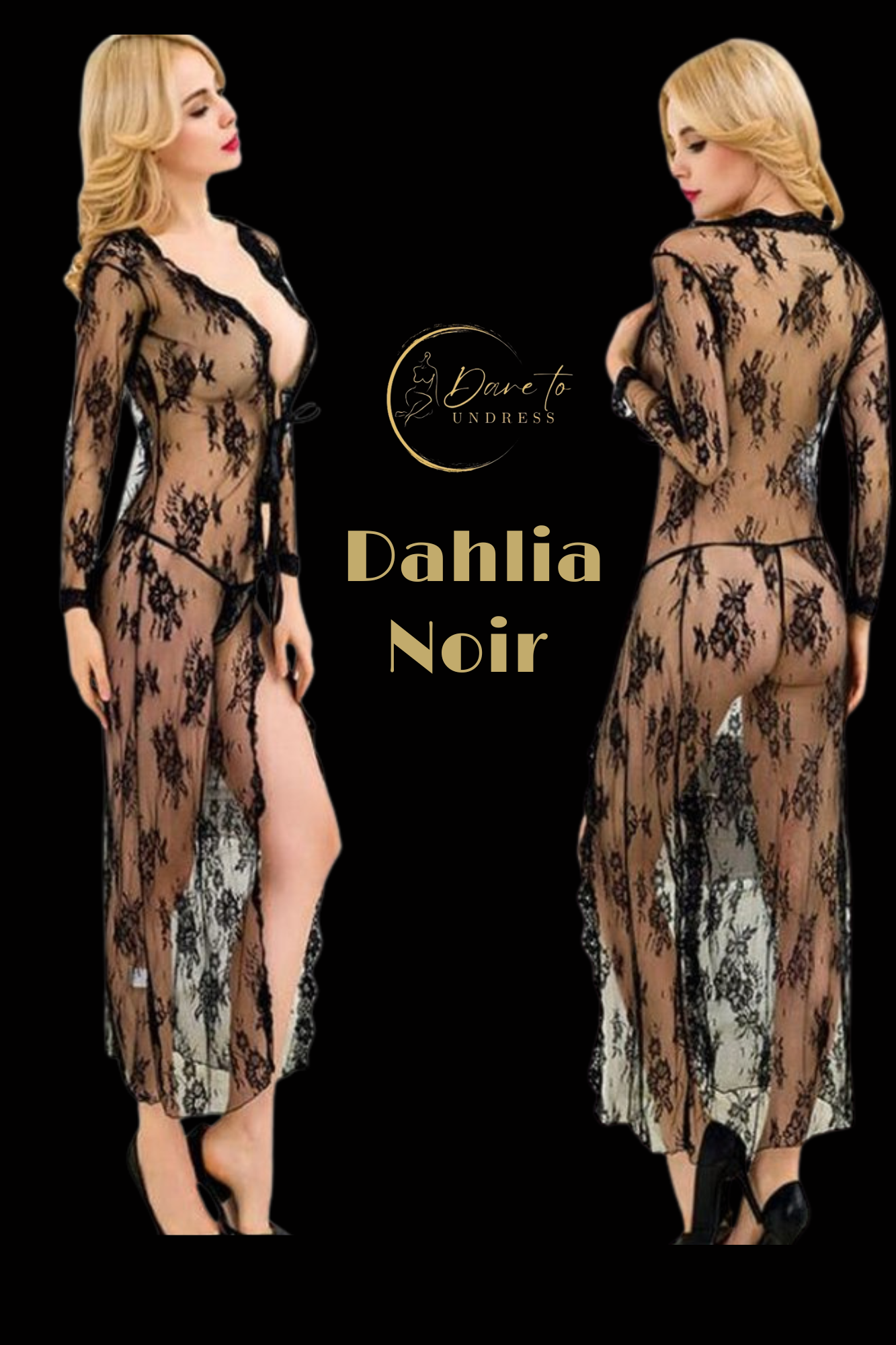 Dahlia Noir – Verleidelijke Luxe Kanten Kimono van Kant Inclusief Strikceintuur | Boudoirlook Sexy & Erotische