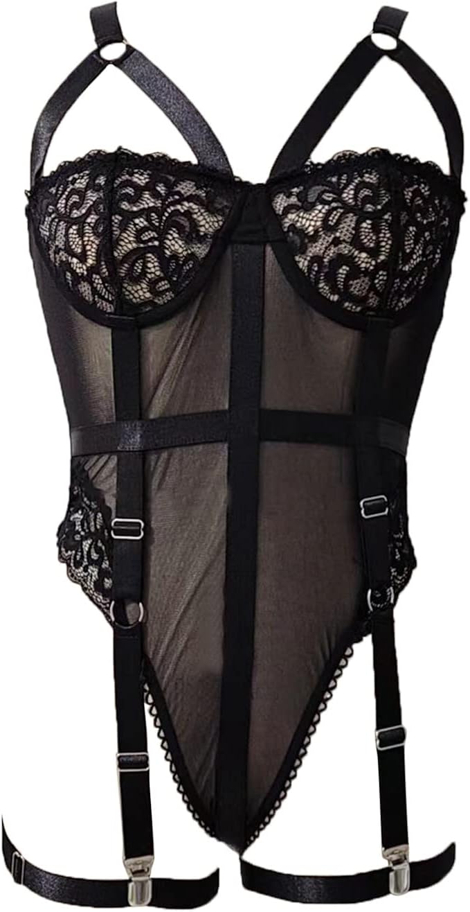 Elegante zwarte body met kant en BDSM look – Noir Allure – sexy & erotisch | Dare to Undress