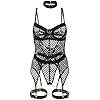 Zwarte lingerieset met netstof en goudaccenten – Black Desire – sexy & kinky | Dare to Undress