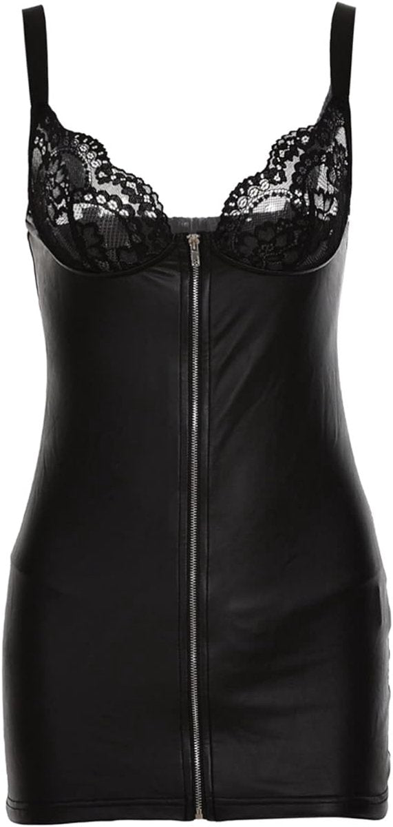 Zwart PU jurkje met kant – Midnight Seduction – sexy, erotisch & kinky | Dare to Undress