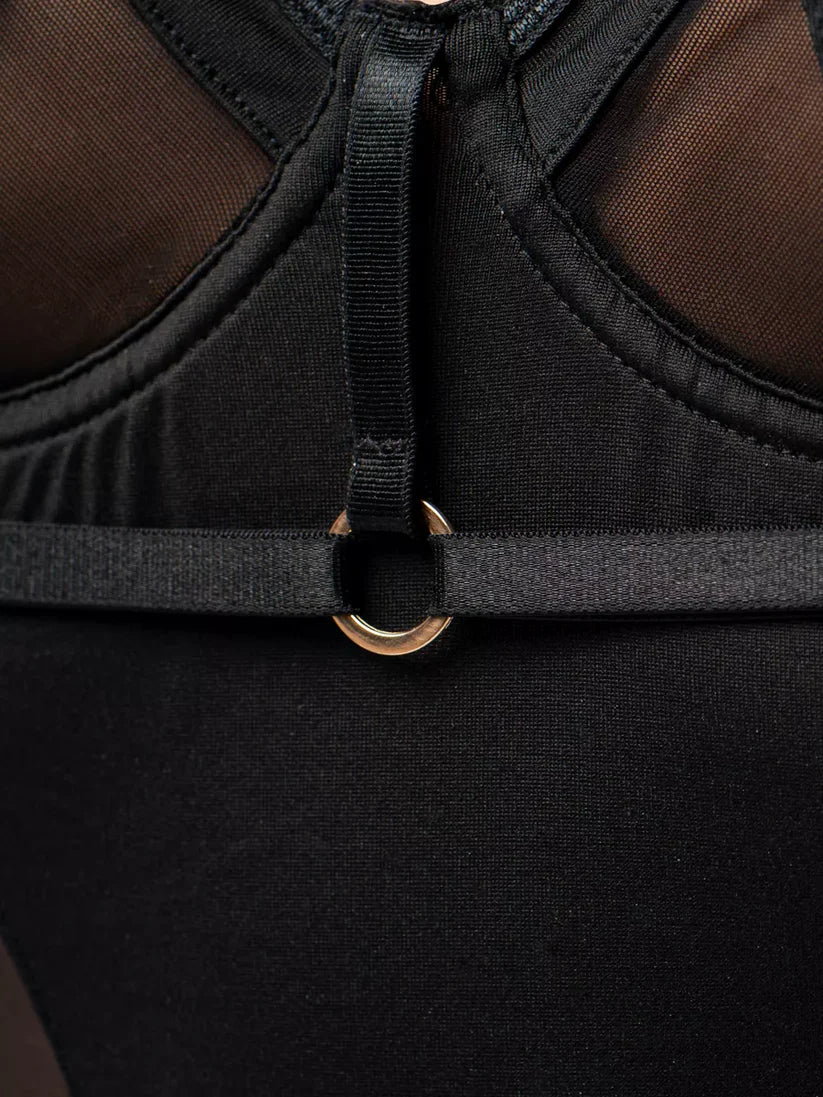 Zwarte elegante body met gouden accenten en high-leg design – Dark Pulse – verleidelijk & sexy | Dare to Undress
