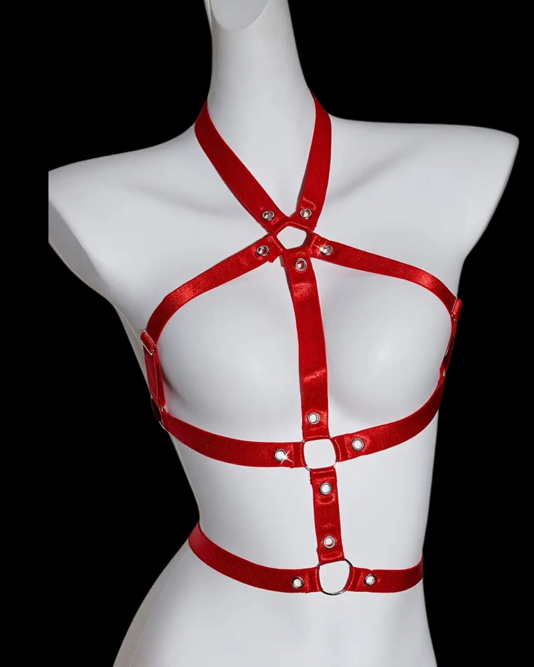 Kinky PU wetlook rode bondage body met verstelbare bandjes – Red Desire – kinky & sexy | Dare to Undress