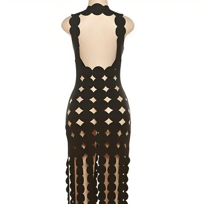Zwarte sexy cut-out maxi jurk – Shadow Temptation – kinky fetish party outfit | Dare to Undress