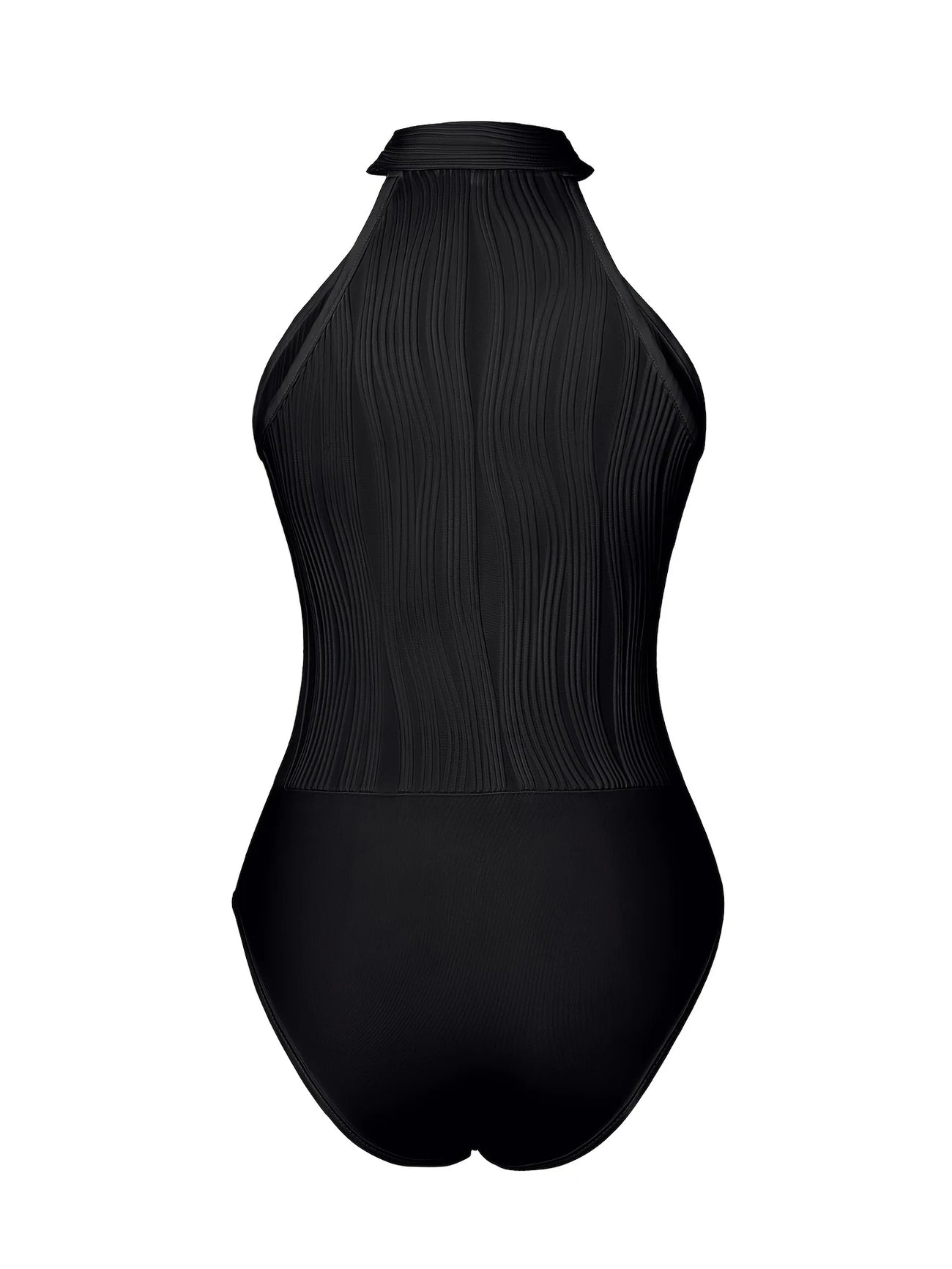 Black Waves – Luxuriöser High-Neck-Body mit wellenförmigem Strukturdesign | Lässig Sexy