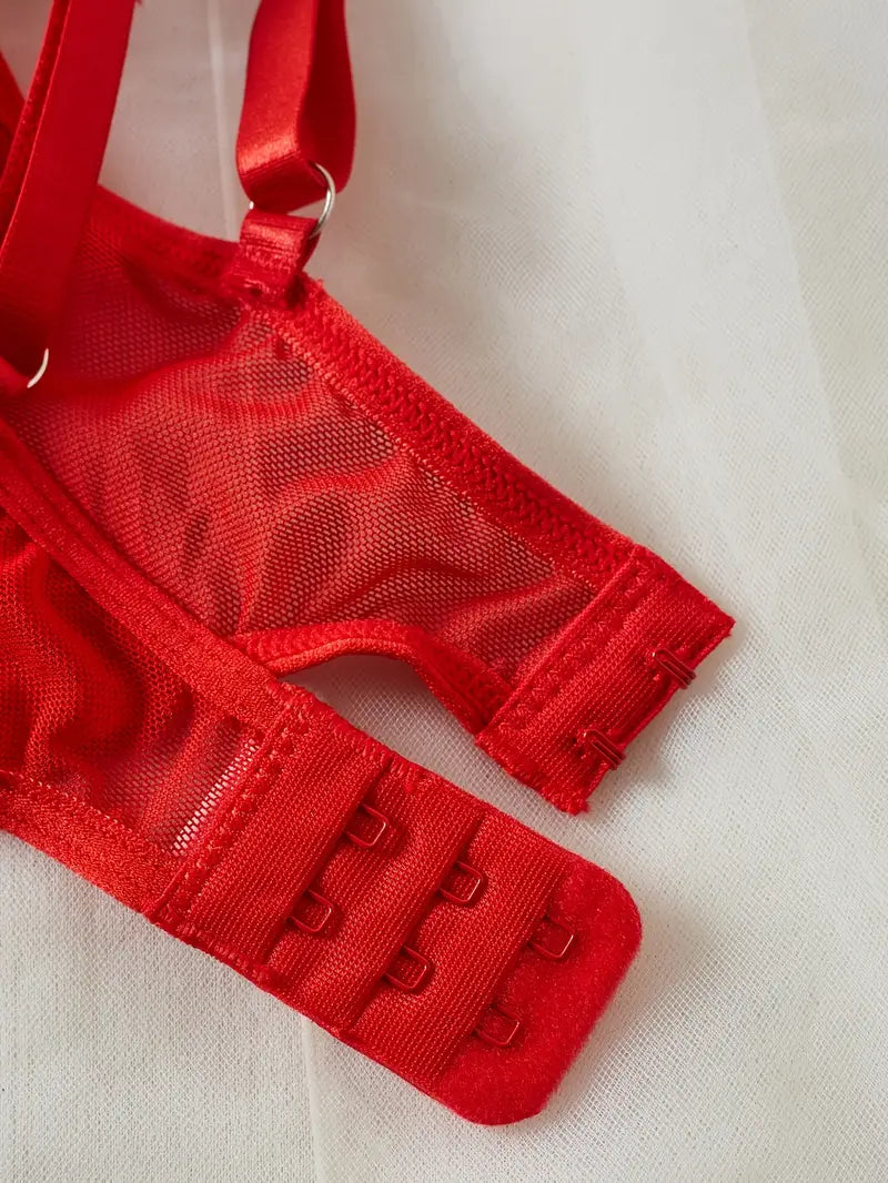 Rode kinky PU body met kant en ritsdetail – Red Heat – sexy & erotisch | Dare to Undress