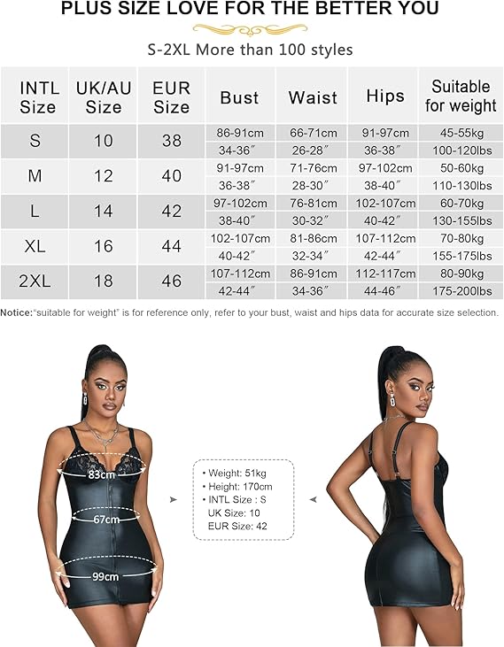 Midnight Seduction – Black PU Lingerie Dress with Lace | Sexy, Erotic &amp; Kinky