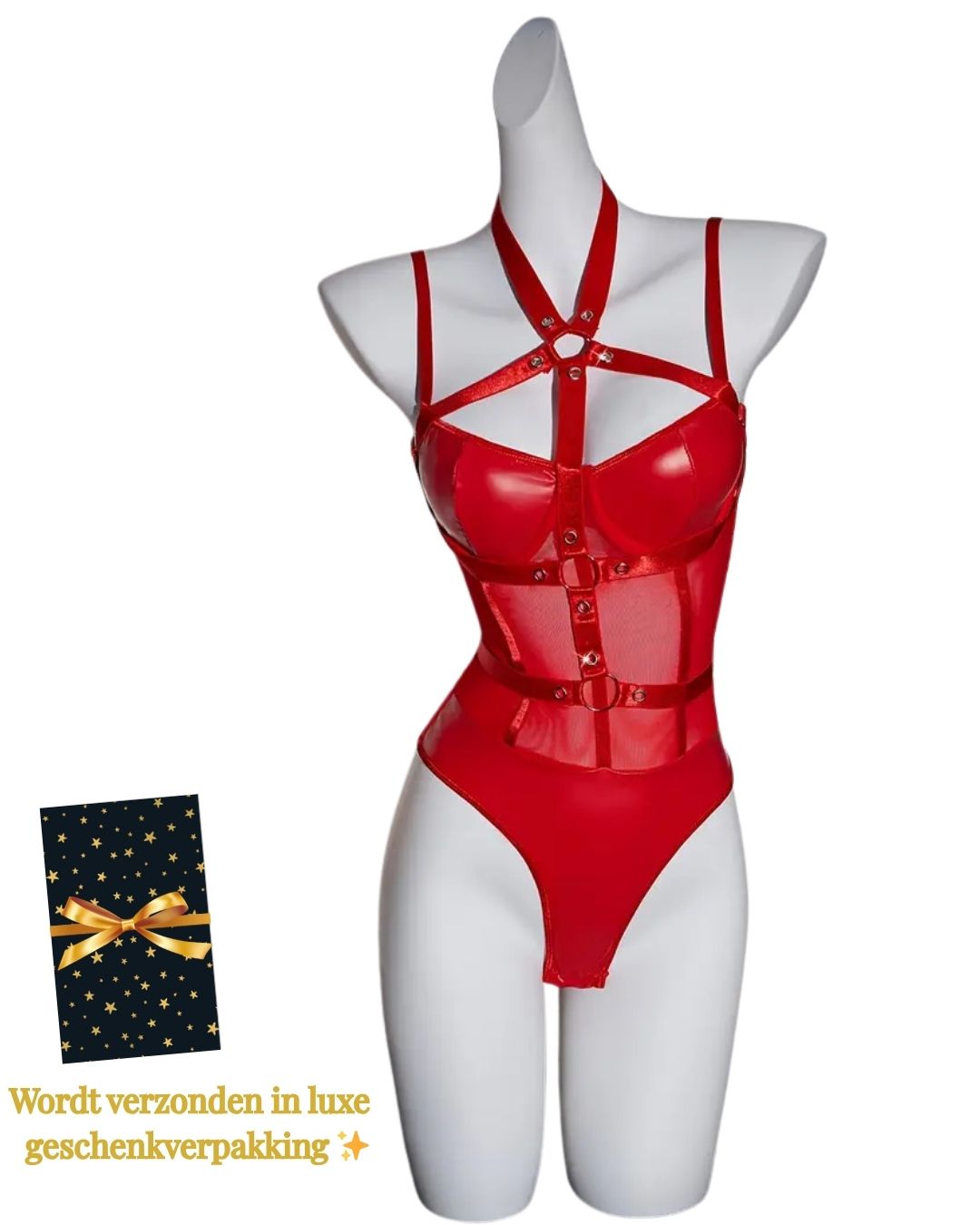 Red Desire – Kinky PU Wetlook Bondage Body with Adjustable Straps | Sexy &amp; Erotic