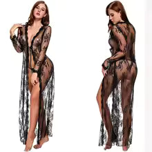 Dahlia Noir – Verführerischer Luxus-Spitzenkimono mit Bindegürtel | Boudoir-Look Sexy &amp; Erotisch