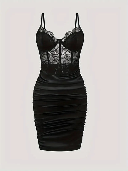 Zwart erotisch jurkje met kant en satijnlook – Velvet Desire – sexy & elegant | Dare to Undress